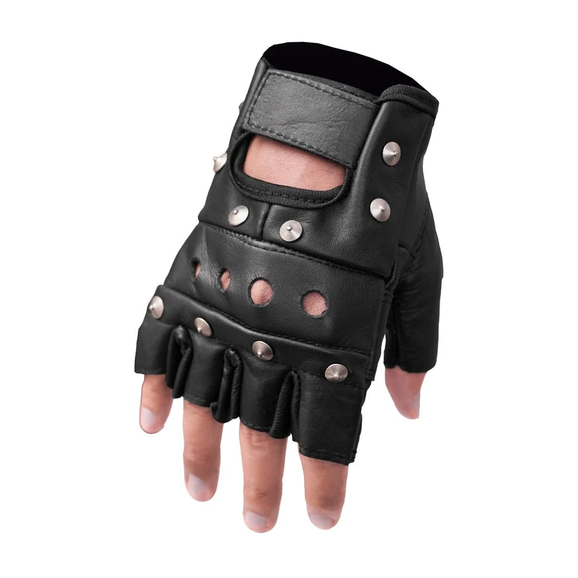 Guantes de Cuero sin Dedos Steel Star para Hombre – Con Tachuelas