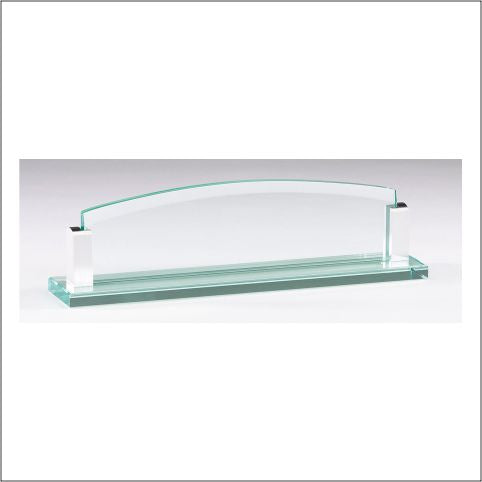 Glass Name Holder – 10" x 2½" x 2" Desk Nameplate Display