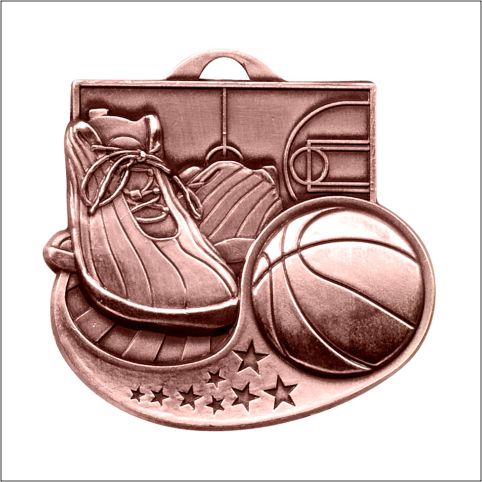 Basketball Diecast Medal 2" – Gold, Silver & Bronze Award Medal
