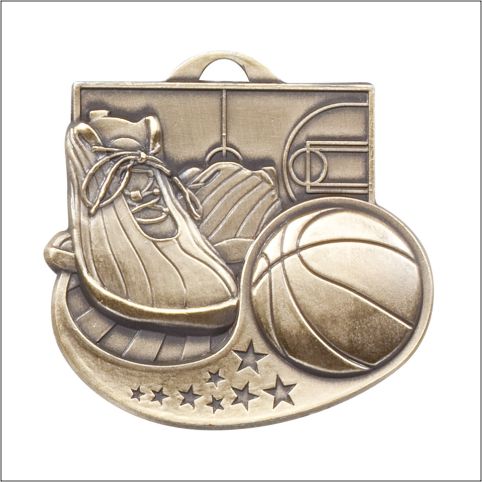 Basketball Diecast Medal 2" – Gold, Silver & Bronze Award Medal