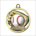Baseball 3-D Game Ball Medal – 2" Gold Award Medal