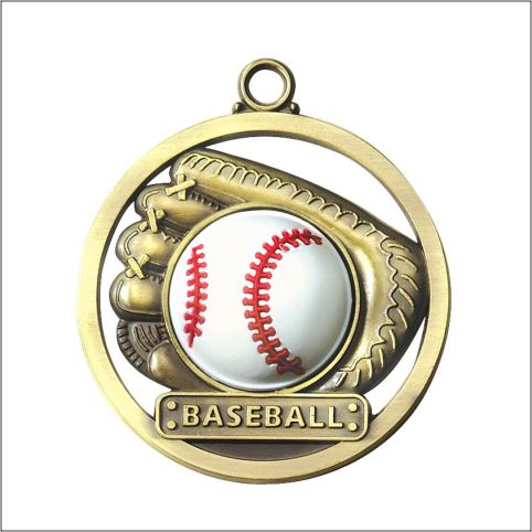 Baseball 3-D Game Ball Medal – 2" Gold Award Medal