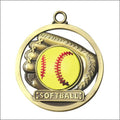 Softball 3-D Game Ball Medal – 2" Gold Award Medal