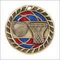 Basketball Glitter Glass Medal – 2½" Gold Basketball Award Medal