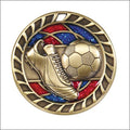 Soccer Glitter Glass Medal – 2½" Gold Soccer Award Medal