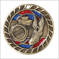 Track Glitter Glass Medal – 2½" Gold Track & Field Award Medal