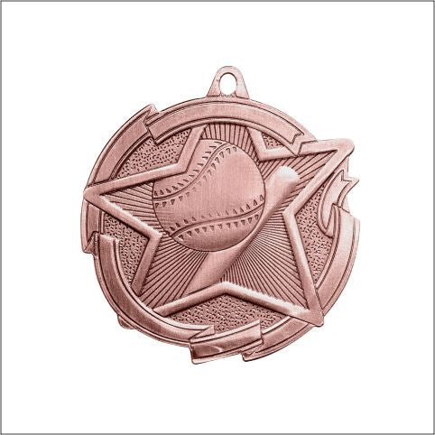 Star Baseball Medal 2⅜" – Gold, Silver & Bronze Award Medal
