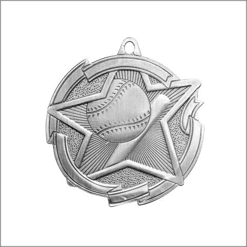 Star Baseball Medal 2⅜" – Gold, Silver & Bronze Award Medal