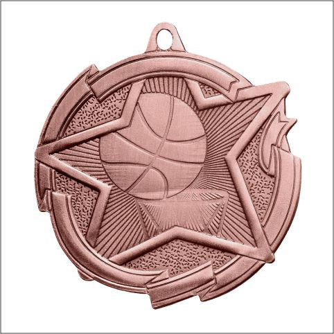 Star Basketball Medal 2⅜" – Gold, Silver & Bronze Award Medal