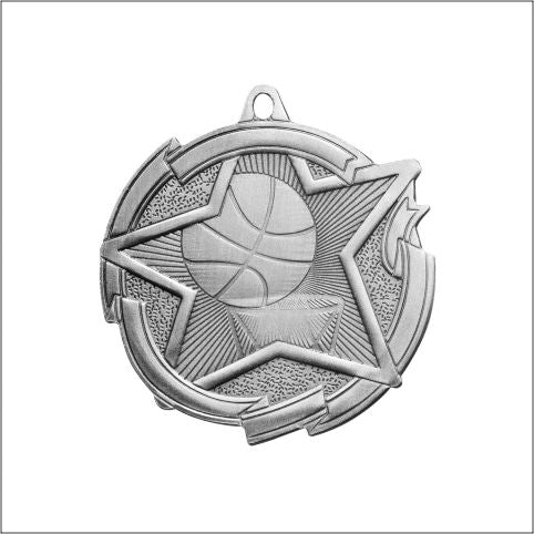 Star Basketball Medal 2⅜" – Gold, Silver & Bronze Award Medal