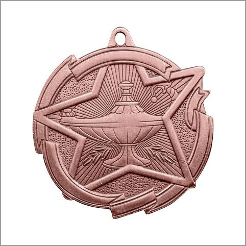 Star Lamp of Knowledge Medal 2⅜" – Gold, Silver & Bronze Academic Award
