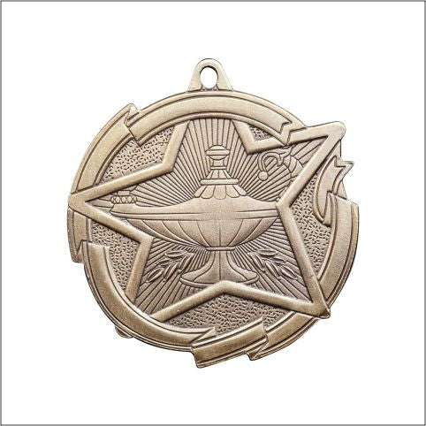 Star Lamp of Knowledge Medal 2⅜" – Gold, Silver & Bronze Academic Award