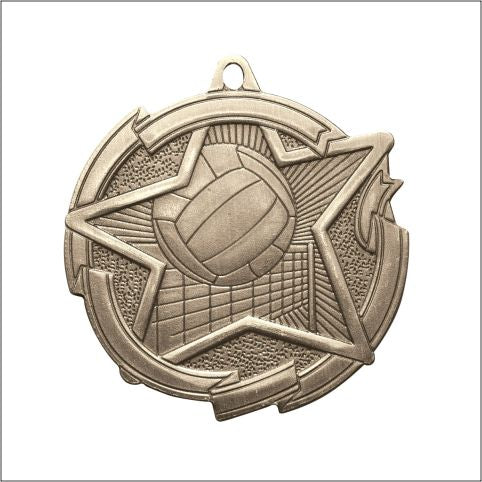 Star Volleyball Medal 2⅜" – Gold, Silver & Bronze Award Medal