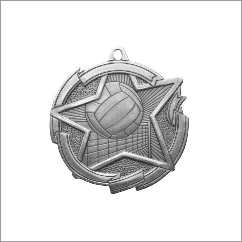 Star Volleyball Medal 2⅜" – Gold, Silver & Bronze Award Medal