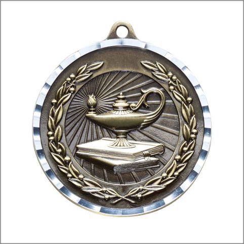 Lamp of Knowledge Antique Medal 2" – Gold, Silver & Bronze Academic Award