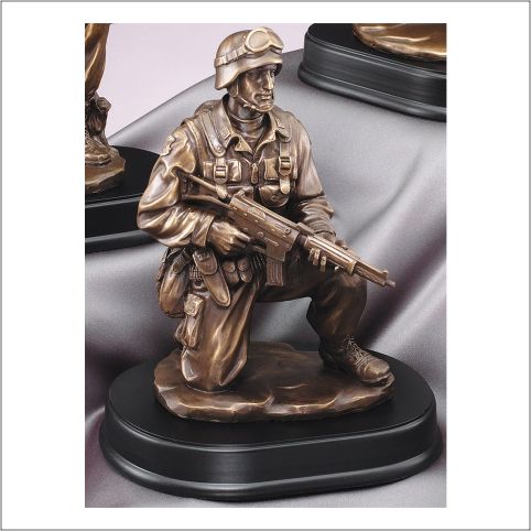 Military Kneeling Soldier Trophy – 10" Resin Military Recognition Award