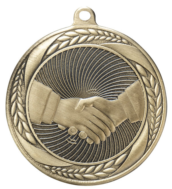 Handshake Medal – Antique Gold Finish (2.5”)