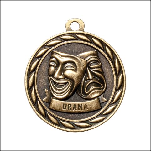 Scholastic Drama Medal – Antique Gold Finish (2.25”)