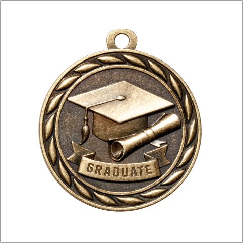 Scholastic Graduate Medal – Antique Gold Finish (2.25”)