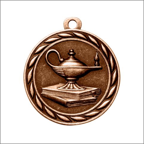 Scholastic Lamp of Knowledge Medal – Antique Finish (2.25”)