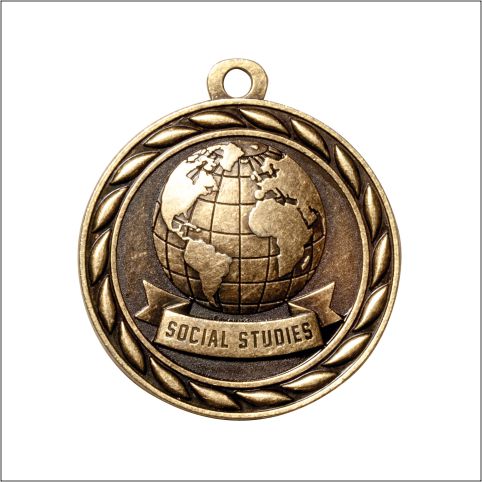 Scholastic Social Studies Medal – Antique Gold Finish (2.25”)