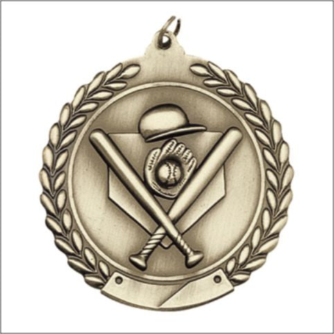 Baseball Medal – Antique Finish (1.75" - Classic Laurel Design)