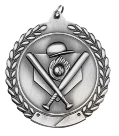 Baseball Medal – Antique Finish (1.75" - Classic Laurel Design)