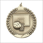 Basketball Medal – Antique Finish (1.75" - Classic Laurel Design)