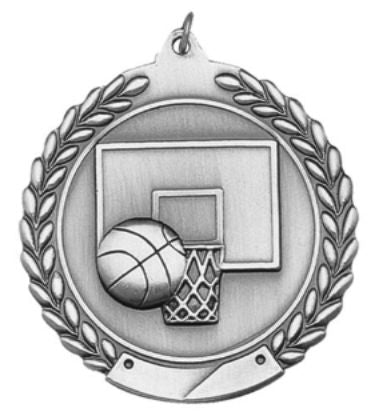 Basketball Medal – Antique Finish (1.75" - Classic Laurel Design)