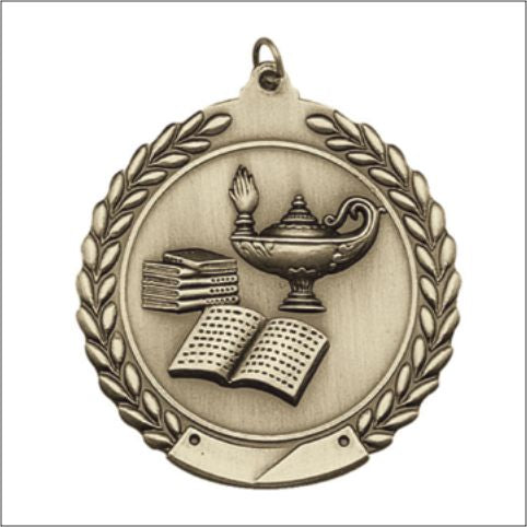 Lamp of Knowledge Medal – Antique Finish (1.75" - Classic Laurel Design)
