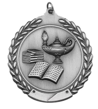 Lamp of Knowledge Medal – Antique Finish (1.75" - Classic Laurel Design)