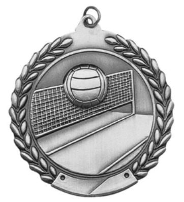 Volleyball Medal – Antique Finish (1.75" - Classic Laurel Design)