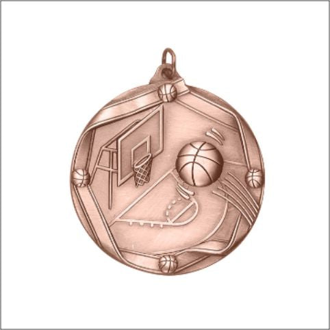 Basketball Medal – Antique Finish (2” Premium)