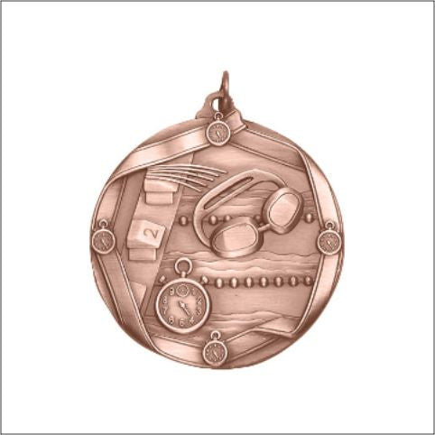 Swimming Medal – Antique Finish (2¼” Premium)