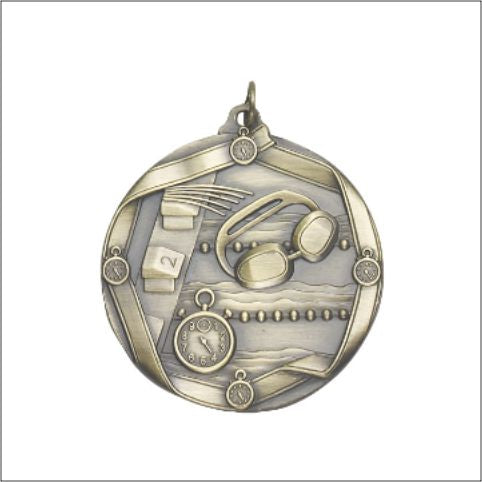 Swimming Medal – Antique Finish (2¼” Premium)