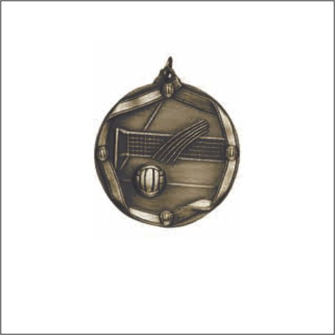 Volleyball Medal – Antique Finish (2¼” Premium)