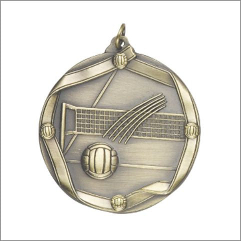 Volleyball Medal – Antique Finish (2¼” Premium)