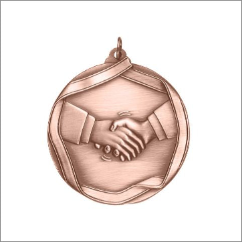 Handshake Medal – Antique Finish (2” Premium)