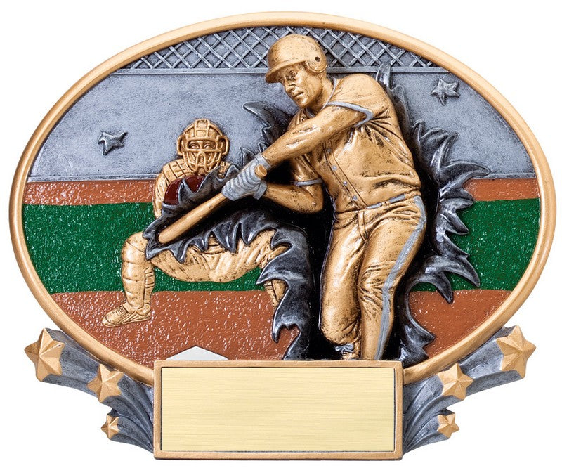 Motion X Oval Baseball Award – Baseball Player Resin Plaque
