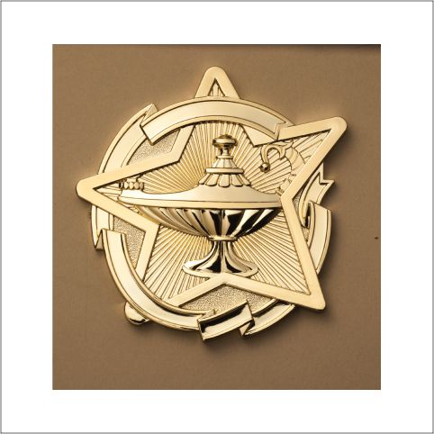 Lamp of Knowledge Star Plaque Mount – 4½" Academic Award Plaque Topper