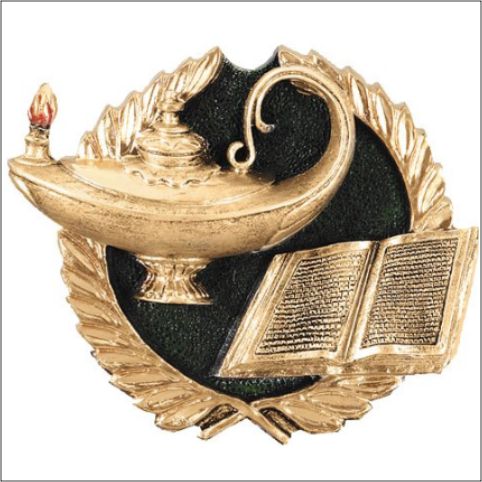 Resin Lamp of Knowledge Plaque Mount Award – 3¼"