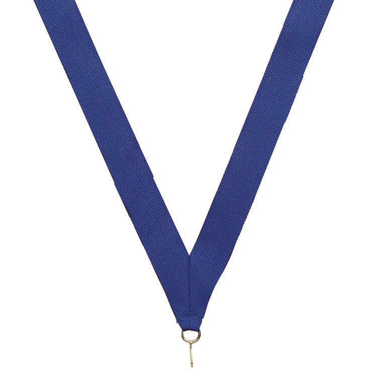 Blue Neck Ribbon with Clip – 7/8" × 32"