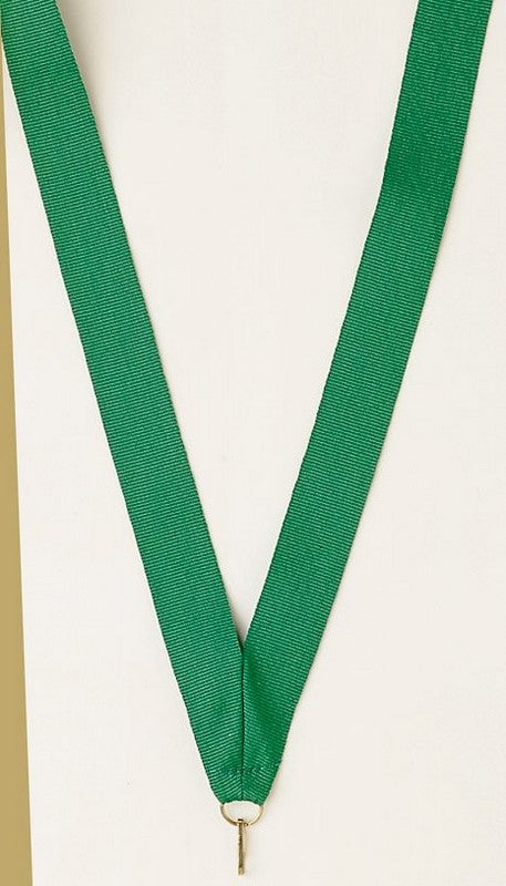 Green Neck Ribbon with Clip – 7/8" × 32"