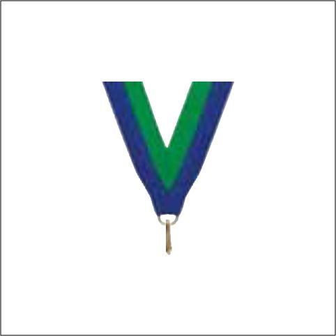 Blue/Green Neck Ribbon with Clip – 7/8" × 32"