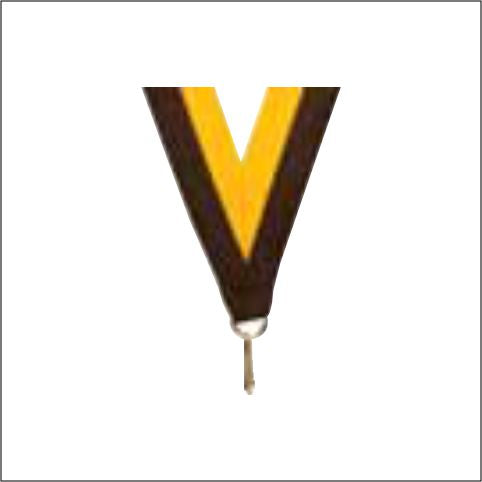 Brown/Gold Neck Ribbon with Clip – 7/8" × 32"