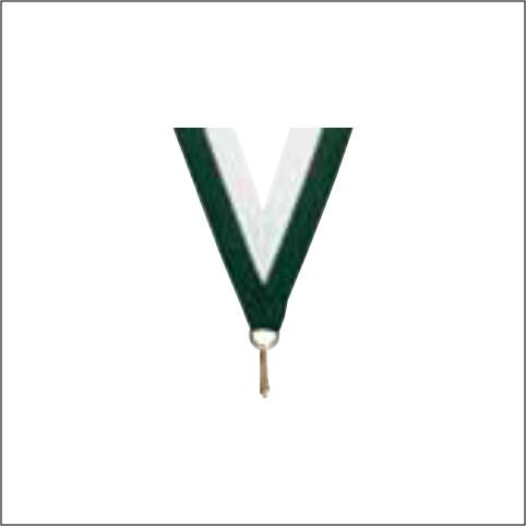 Hunter Green/White Neck Ribbon with Clip – 7/8" × 32"