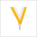 Gold/White Neck Ribbon with Clip – 7/8" × 32"