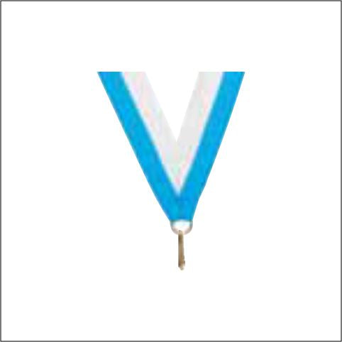 Light Blue/White Neck Ribbon with Clip – 7/8" × 32"