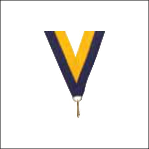 Navy/Gold Neck Ribbon with Clip – 7/8" × 32"