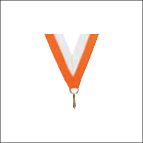 Orange/White Neck Ribbon with Clip – 7/8" × 32"